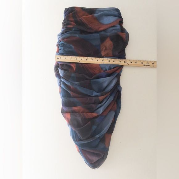 ZARA WOMAN NWT FW22 RED/ NAVY PRINTED TULLE SKIRT MEDIUM 5039/827 017/009 - Picture 5 of 9